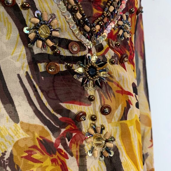 NWT $89 OCEAN BREEZE Embellished Tropical Zebra Swimsuit Coverup Tunic Dress Sm - Picture 3 of 13